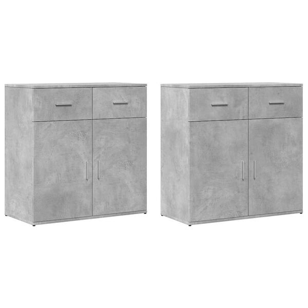 vidaXL Sideboards 2 pcs Concrete Gray 31.1"x15"x31.5" Engineered Wood