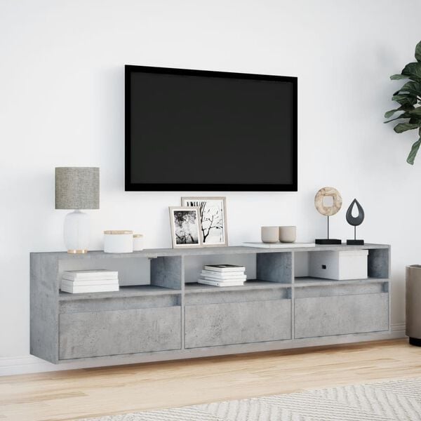 vidaXL TV Wall Cabinet Concrete Grey Engineered Wood Large