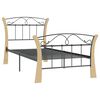 vidaXL Bed Frame Black and natural Powder-coated metal, solid oak wood