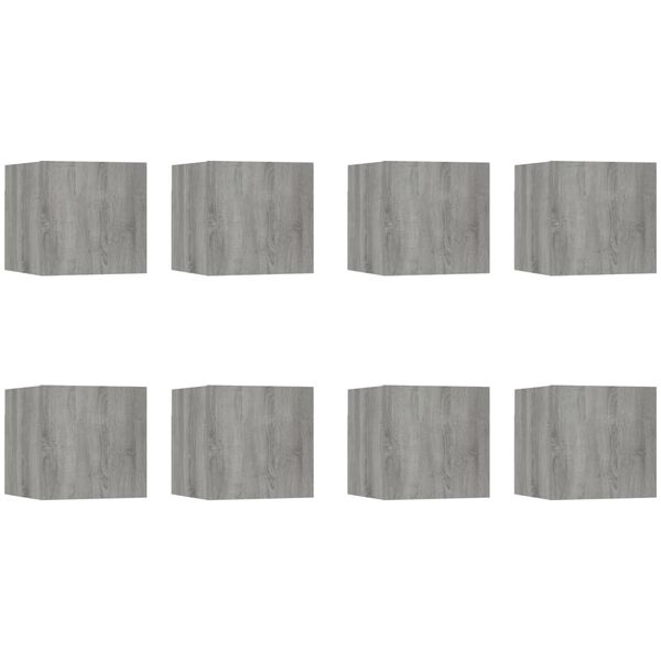vidaXL Wall-mounted TV Cabinet Set of 8 Grey Sonoma Engineered Wood
