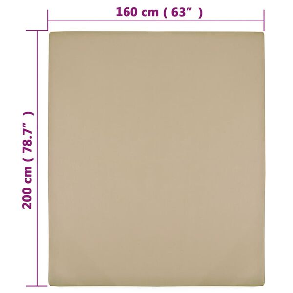 vidaXL Jersey Fitted Sheet Taupe 100% Cotton 63x78.7 in Bedding