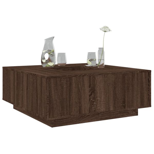 vidaXL Coffee Table Brown Oak Engineered Wood 39.4 x 39.4 x 15.7 in