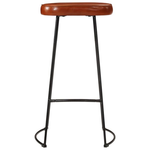 vidaXL Bar Stool Set of 2 Brown Powder-coated Iron, Faux Leather Medium