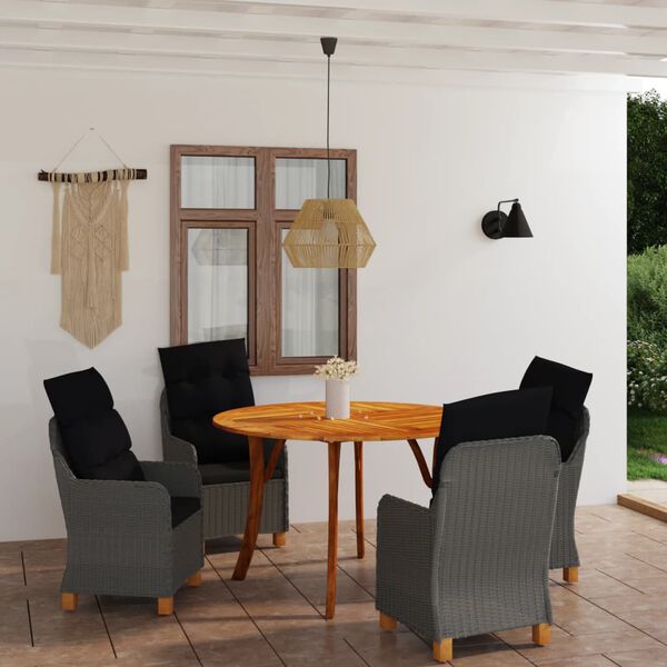vidaXL 5 Piece Patio Dining Set Dark Gray