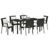 vidaXL Garden Dining Set with Cushion 7 pcs Black Poly Rattan