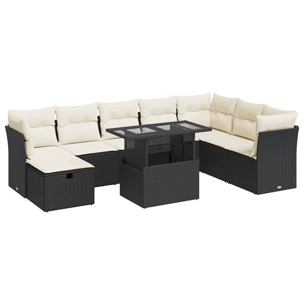 vidaXL Garden Sofa Set Black, Cream