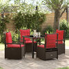 vidaXL Garden Dining Set 5 pcs Brown poly rattan