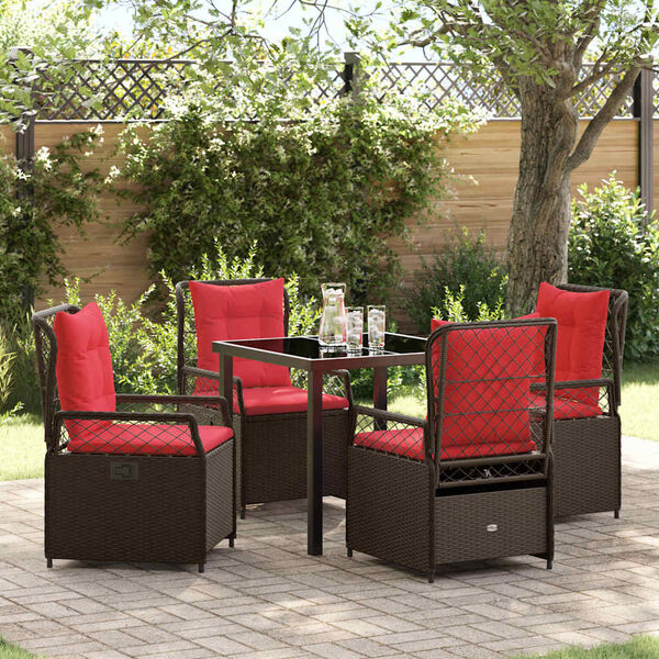 vidaXL Garden Dining Set 5 pcs Brown poly rattan