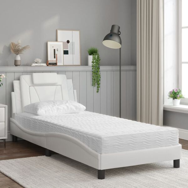 vidaXL Bed White Faux leather 35.4 x 74.8 in Reversible Bed