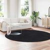 vidaXL Shaggy Rug Black Polyester 94.5 x 94.5 in Non-slip Rug Round