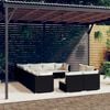 vidaXL Garden Lounge Set Black PE Rattan Large Modular