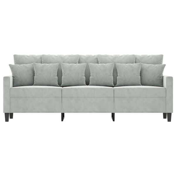 vidaXL 3-Seater Sofa Light Grey Velvet (100% polyester), metal, textilene