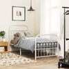 vidaXL Bed Frame White Steel Twin Bed Frame Rectangular Traditional