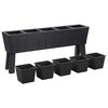 vidaXL Garden Raised Bed with Legs and 5 Pots 46.4"x9.8"x19.7" Poly Rattan Black