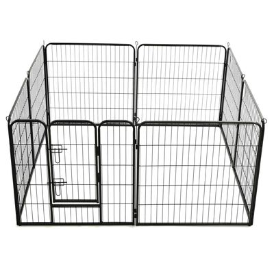 vidaXL Dog Playpen 8 Panels Steel 31.5"x31.5" Black