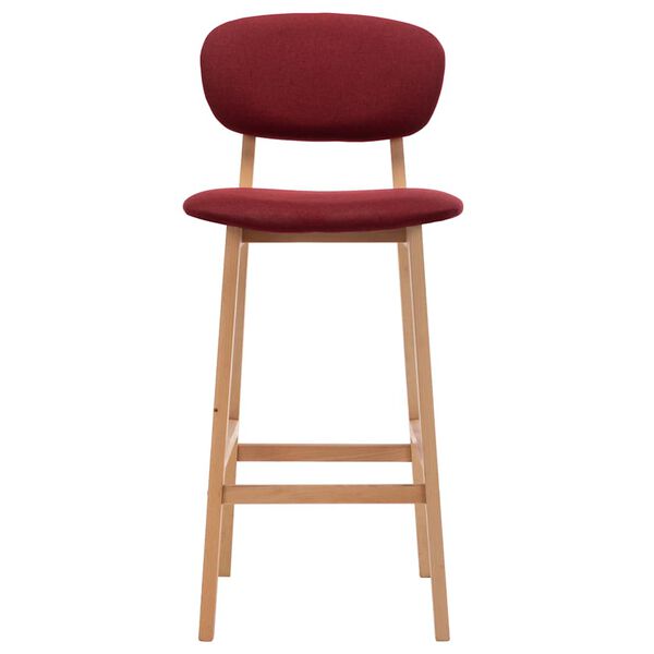 vidaXL Bar Chair Set of 2 Wine Red 100% Polyester fabric, solid beech wood