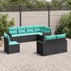 vidaXL Garden Sofa Set Black, Blue
