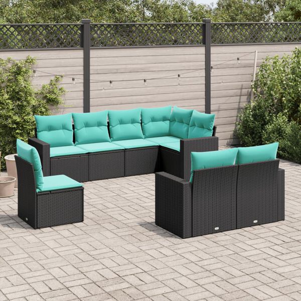 vidaXL Garden Sofa Set Black, Blue
