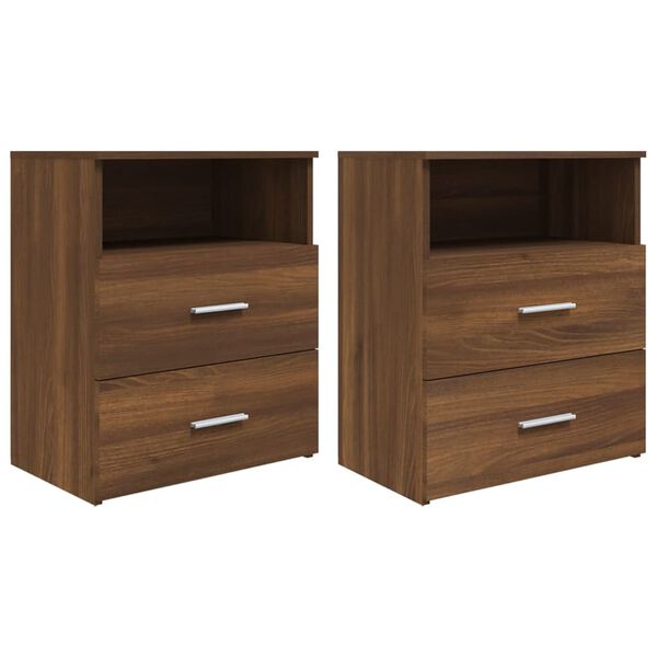 vidaXL Bed Cabinet Set of 2 Brown oak Engineered wood Medium