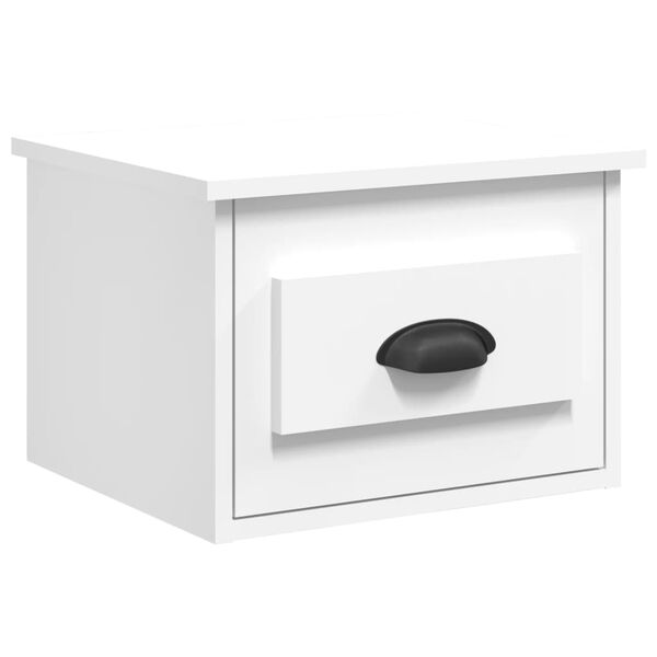 vidaXL Wall-mounted Bedside Cabinet White Engineered wood