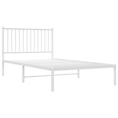 vidaXL Metal Bed Frame with Headboard White 39.4"x74.8" Twin