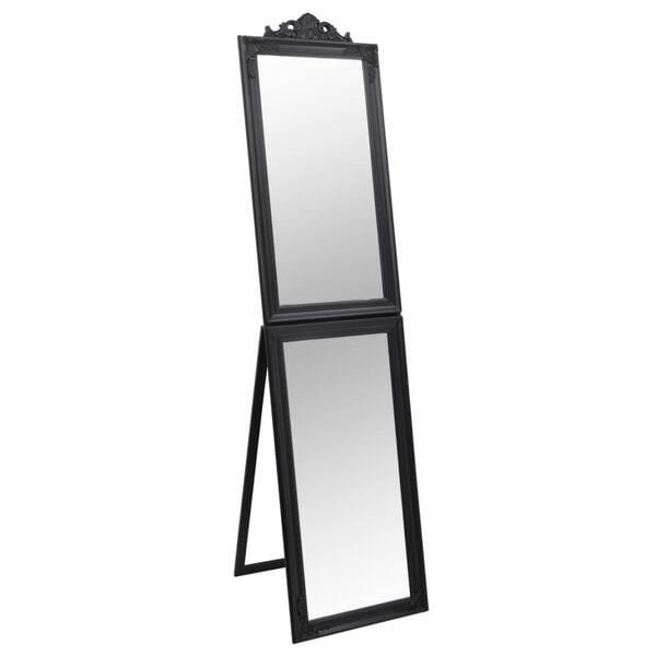 vidaXL Free-standing Mirror Black Glass Full-Length Foldable