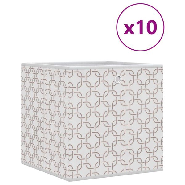 vidaXL Foldable Storage Box Set of 10 Cream with link pattern