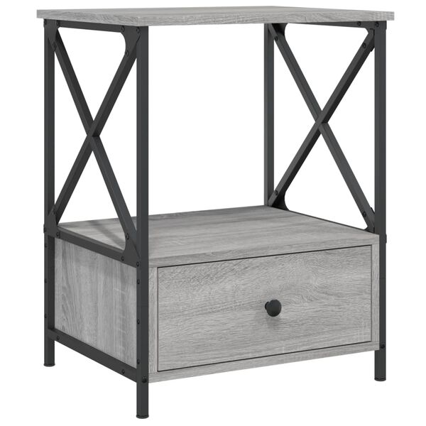 vidaXL Bedside Table Grey Sonoma Engineered wood, Iron