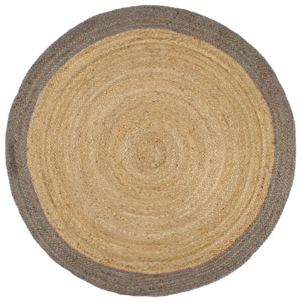 vidaXL Handmade Rug Jute with Gray Border 82.7"