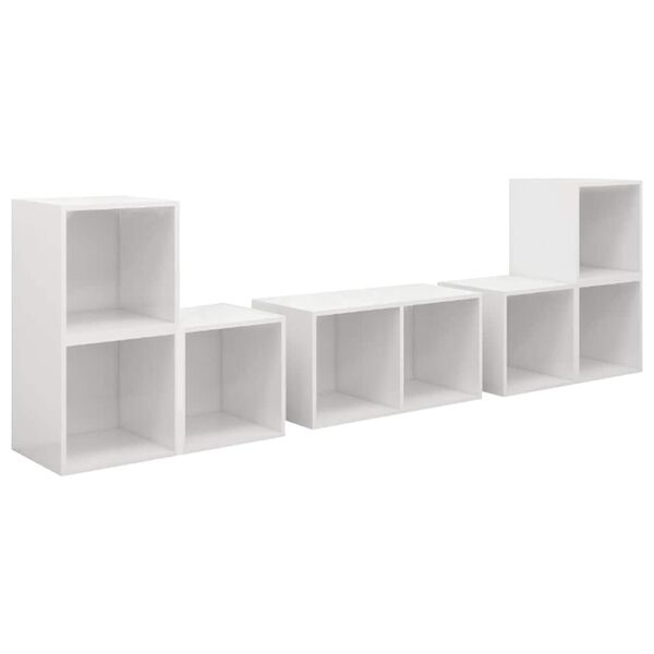 vidaXL 6 Piece TV Cabinet Set High Gloss White Engineered Wood (805518+2x805531)