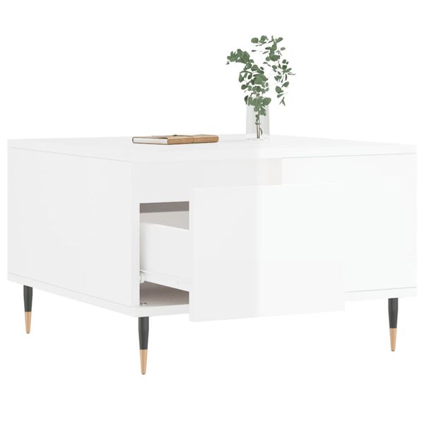 vidaXL Coffee Table High gloss white Engineered wood, Metal
