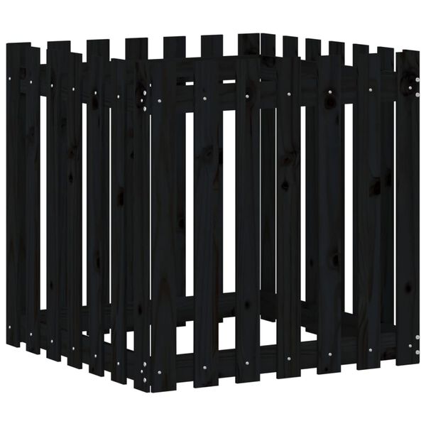 vidaXL Garden Planter Black Solid pine wood 27.6 x 27.6 x 27.6 in.