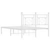 vidaXL Bed Frame White Powder-Coated Steel Full Bed Frame Rectangular