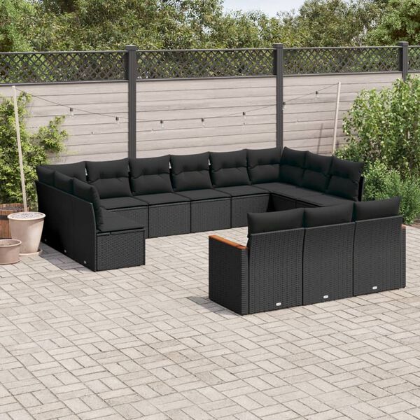 vidaXL Garden Sofa Set Black