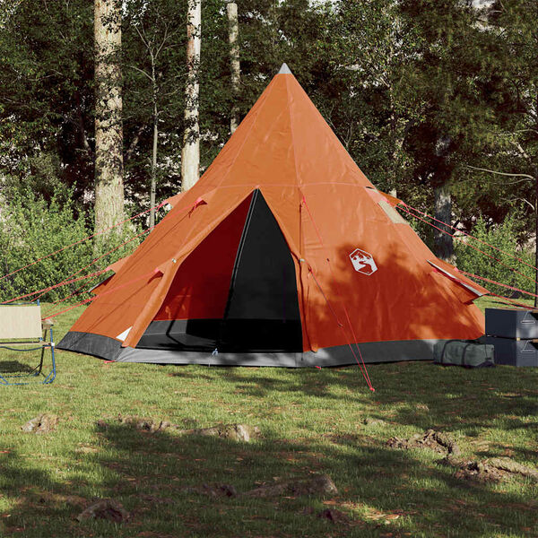 vidaXL Camping Tent Tipi 4-Person Orange Waterproof