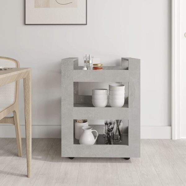 vidaXL Kitchen Trolley Concrete Grey 23.6x17.7x31.5" Engineered Wood