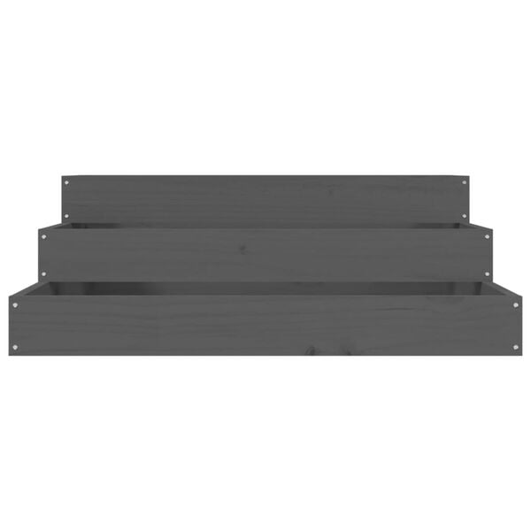 vidaXL Planter Gray Solid pine wood Medium Planter Square Rustic