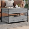 vidaXL Coffee Table Gray Sonoma 33.5"x19.7"x19.7" Engineered Wood and Metal