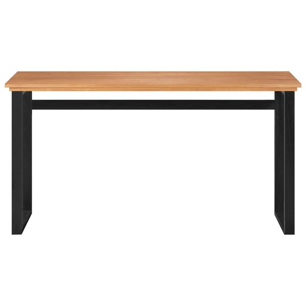 vidaXL Desk Natural teak, Black Solid teak wood Medium Desk
