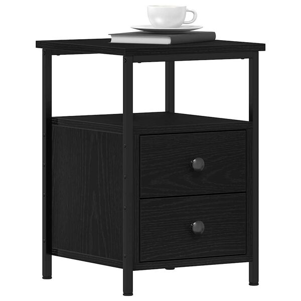 vidaXL Bedside Cabinets 2 pcs Black Oak 13.4"x 14"x 19.7" Engineered Wood