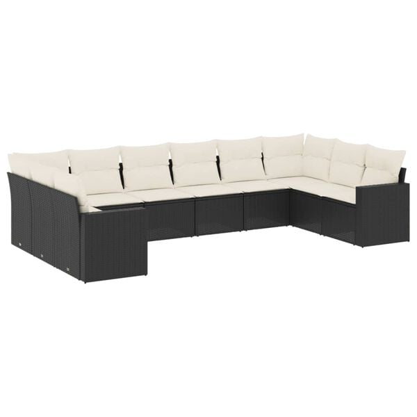 vidaXL Garden Sofa Set Black PE rattan Large Modular Garden Sofa Set