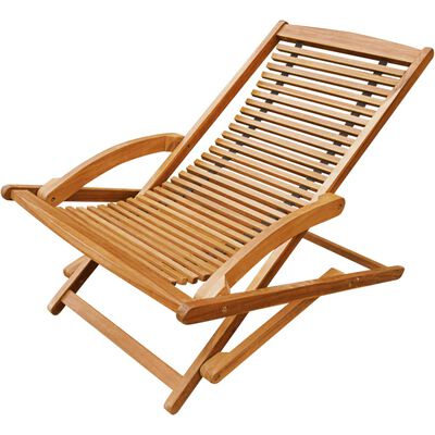 vidaXL Deck Chair with Footrest Solid Acacia Wood