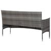 vidaXL Sofa Grey PE rattan, steel, polyester fabric 3-seater