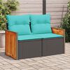 vidaXL Garden Sofa Black Poly Rattan 2-seater Modular