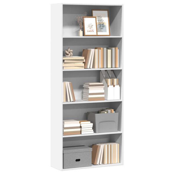 vidaXL Book Cabinet White Engineered wood 31.5 x 11.8 x 74.4 in