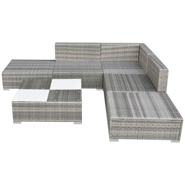 vidaXL Garden Furniture Set Grey PE Rattan Medium Modular