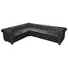 vidaXL Chesterfield Corner Sofa 6-Seater Black Faux Leather