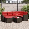 vidaXL 7 Piece Patio Sofa Set with Cushions Brown Poly Rattan
