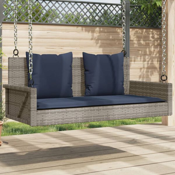 vidaXL Patio Swing Bench Gray, Navy Blue