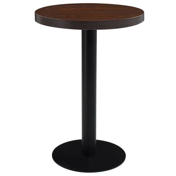 vidaXL Bistro Table Dark Brown and Black MDF Top, Steel Legs Medium